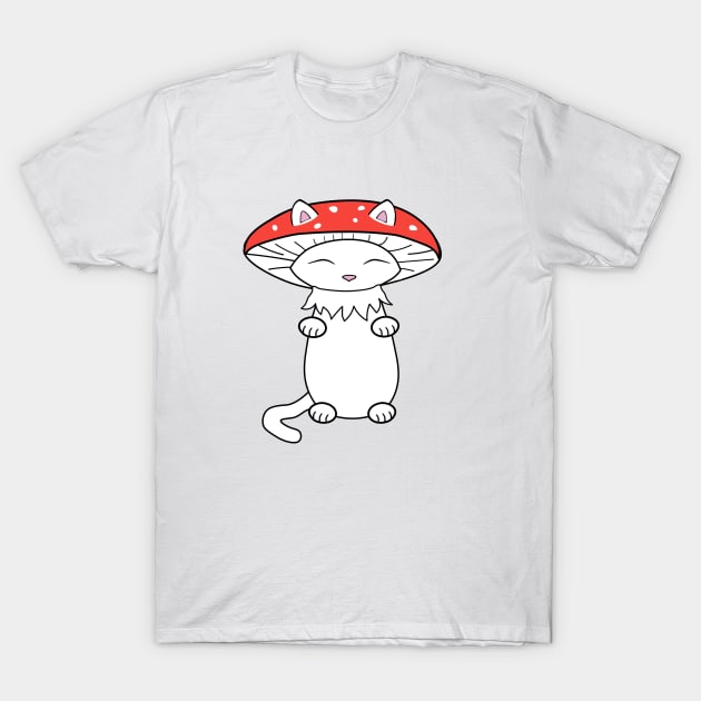 Mushroom cat T-Shirt by Purrfect